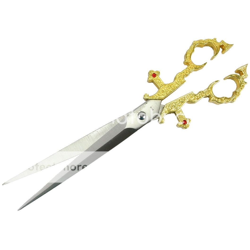 10.5" RENAISSANCE MEDIEVAL GOTHIC FANTASY SCISSORS GOLD DAGGER ORNATE
